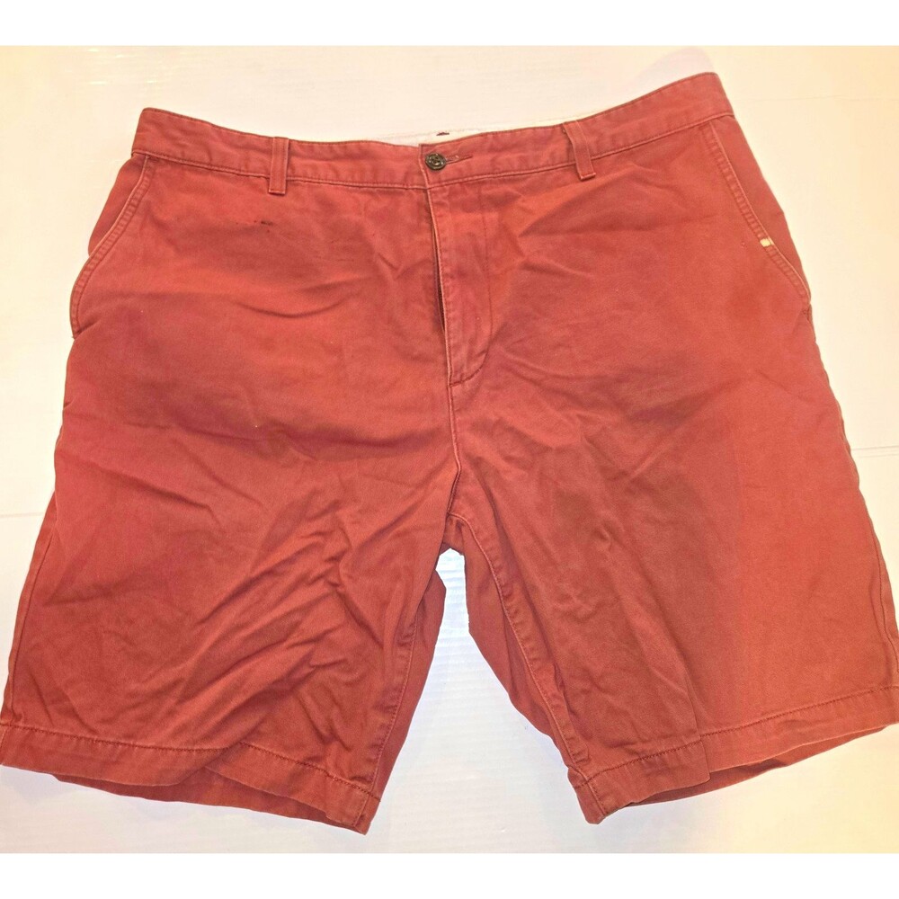 Dockers Men's Rust Chino Shorts Solid Flat Front Zip Pockets 100% Cotton 38